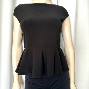 Alice + Olivia Employed Poppy Crew Neck Cap Sleeve Peplum Tom Size Small